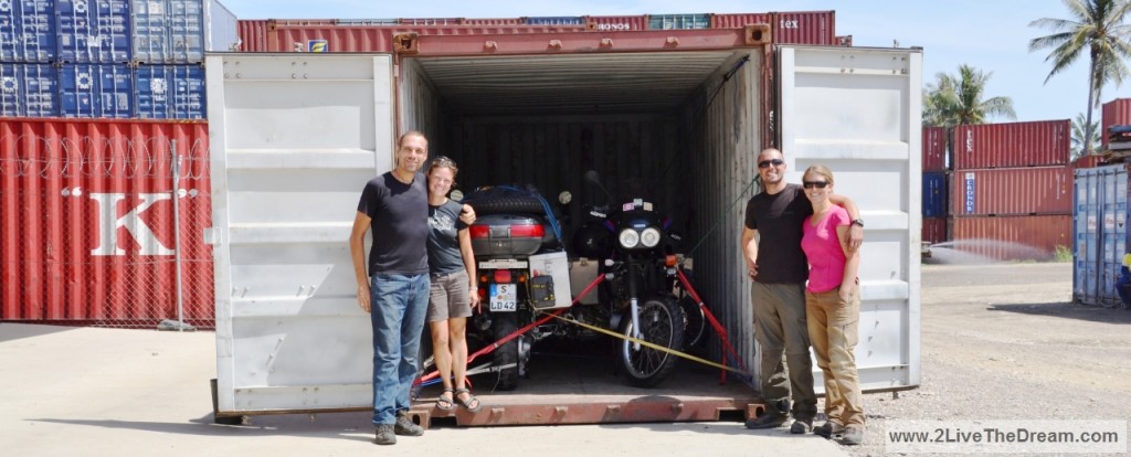 with Lea & Julien and all motorcycles in the container